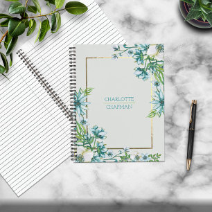 Watercolor Gold Foil Framed Personalised Notebook