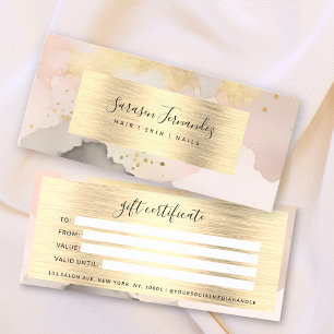 Watercolor Gold Foil Gift Certificate Black Blush