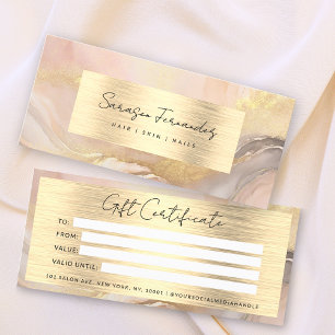 Watercolor Gold Foil Gift Certificate Blush Pink