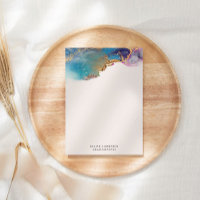 Watercolor Gold Foil Monogram Stationery Paper