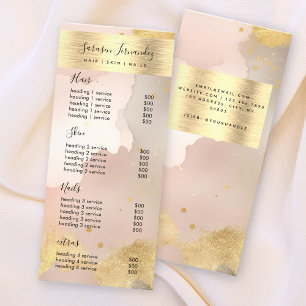 Watercolor Gold Foil Price Black Blush Pink Luxury Rack Card