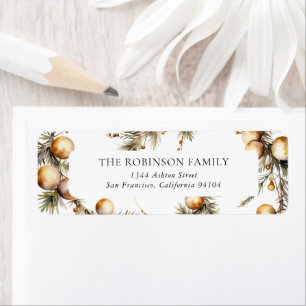 Watercolor Gold Foliage Holiday Return Address