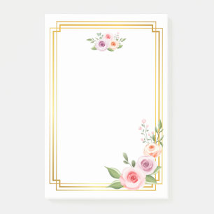 Watercolor & Gold Frame Style Post-it Notes