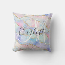 Watercolor gold glitter agate monogram
