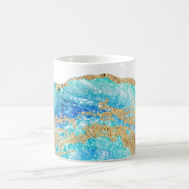 *~* Watercolor Gold Glitter Geode Rock Agate Coffee Mug (Center)