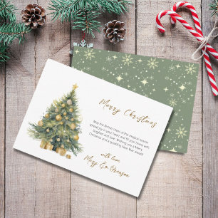 Watercolor Gold Green Script Non Photo Christmas Holiday Card