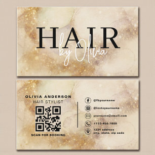 Watercolor Gold Hair Stylist Modern Business Card