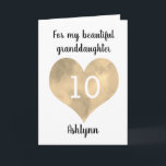 Watercolor Gold Heart 10th Birthday Card<br><div class="desc">A watercolor gold heart 10th birthday for her,  which can be personalised on the front with her name. The inside reads a sweet birthday message which can also be personalised. This modern tenth birthday card would make a great keepsake for granddaughter,  daughter,  etc.</div>
