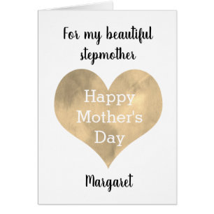 Watercolor Gold Heart Mother's Day Stepmom