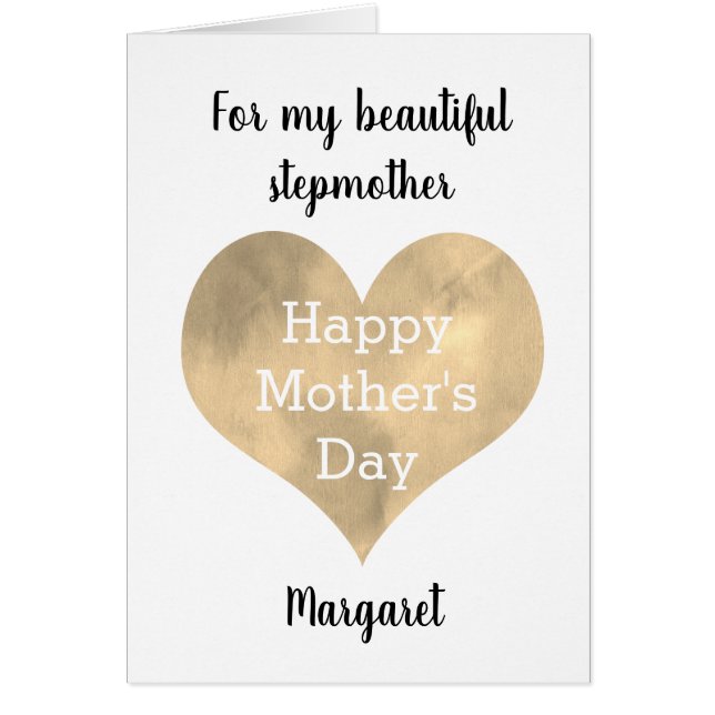 Watercolor Gold Heart Mother's Day Stepmom (Front)