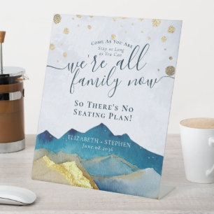 Watercolor Gold Mountain Open Seating Wedding Sign