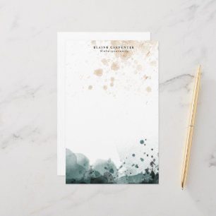 Watercolor Gold Personalised Stationery Paper
