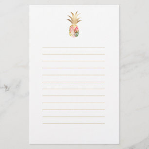 Watercolor Gold Pineapple Stationary Stationery