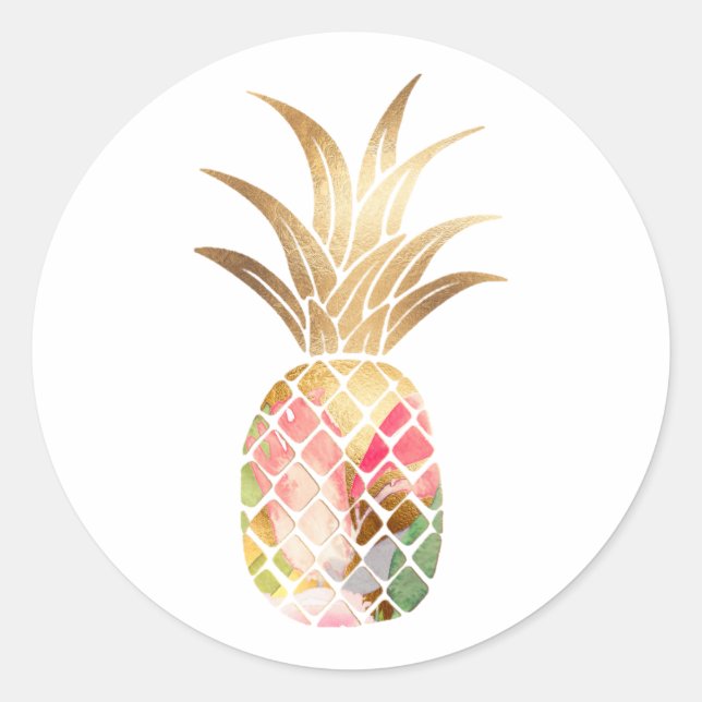 Watercolor Gold Pineapple Sticker (Front)