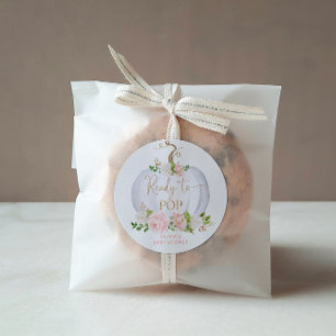 Watercolor gold Pumpkin ready to pop Classic Roun Classic Round Sticker