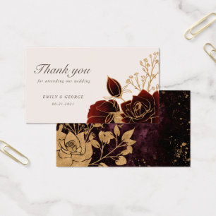 Watercolor Gold Roses Wedding Website Card