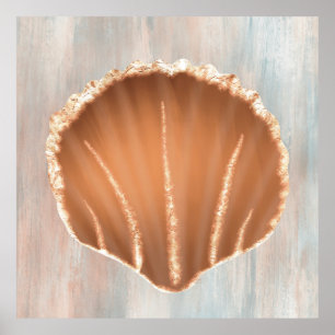 Watercolor Gold Scalloped Seashell Poster