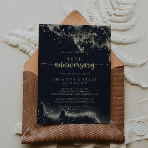 Watercolor Gold Splash 50th Wedding Anniversary   Invitation
