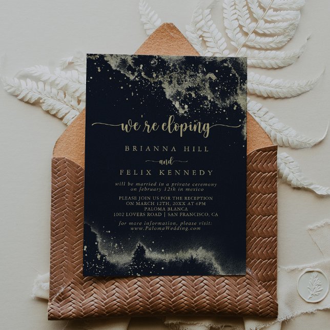 Watercolor Gold Splash Elopement Reception  Invitation (Creator Uploaded)