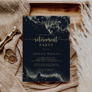 Watercolor Gold Splash Retirement Party Invitation