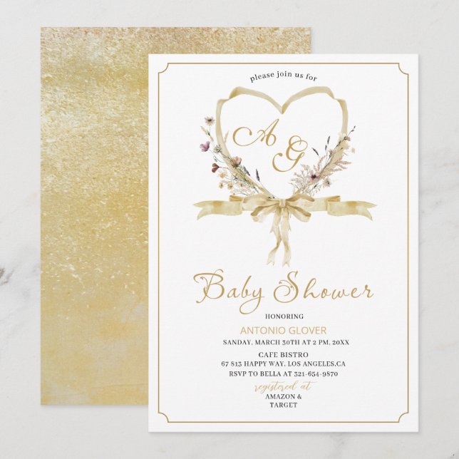 Watercolor  Golden crests  baby Shower Invitation (Front/Back)
