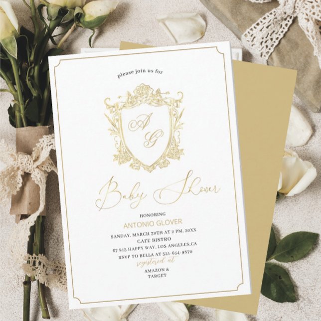 Watercolor  Golden crests  baby Shower Invitation (Creator Uploaded)