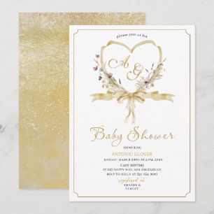 Watercolor  Golden crests  baby Shower Invitation
