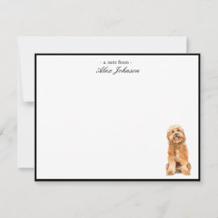 Watercolor Golden Doodle Dog Flat Thank You Card