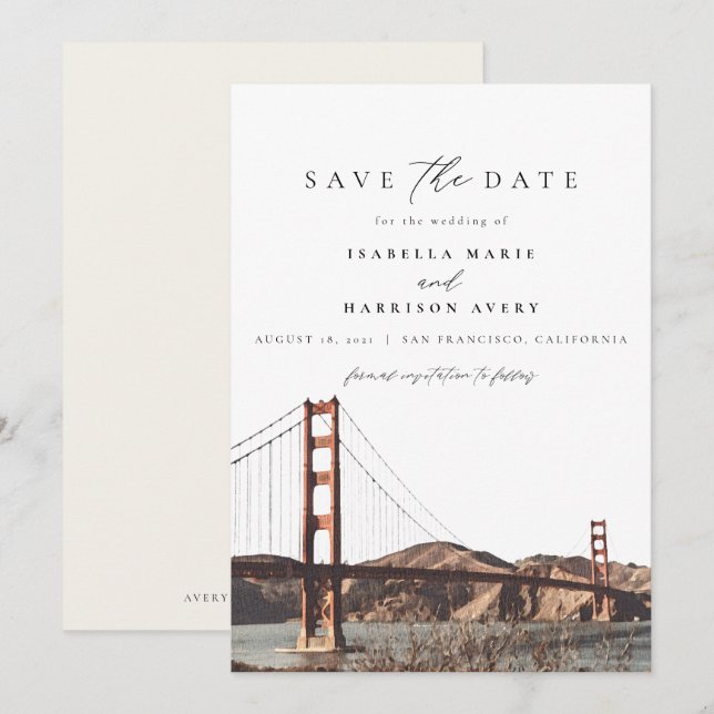 Watercolor Golden Gate San Francisco California Invitation (Front/Back)