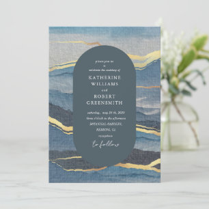 watercolor golden landscape Wedding Invitation