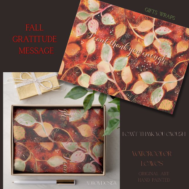 Watercolor Golden Leaves Gratitude Paper (Watercolor Golden Leaves Gratitude Paper)