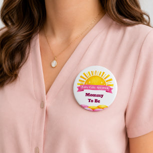 Watercolor Golden Little Sunshine Mummy To Be 7.5 Cm Round Badge