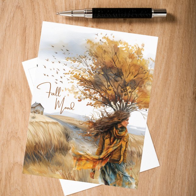 Watercolor Golden Meadow Fall Mood Postcard (Creator Uploaded)