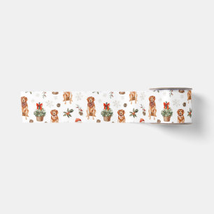 Watercolor Golden Retriever Christmas Dogs Satin Ribbon