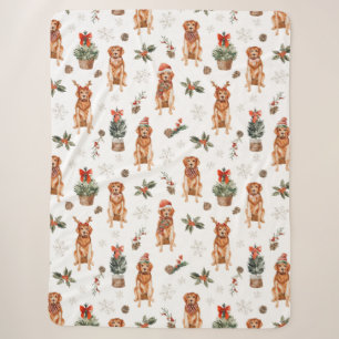 Watercolor Golden Retriever Christmas Dogs Sherpa Blanket
