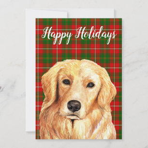 Watercolor Golden Retriever Custom Holiday Card