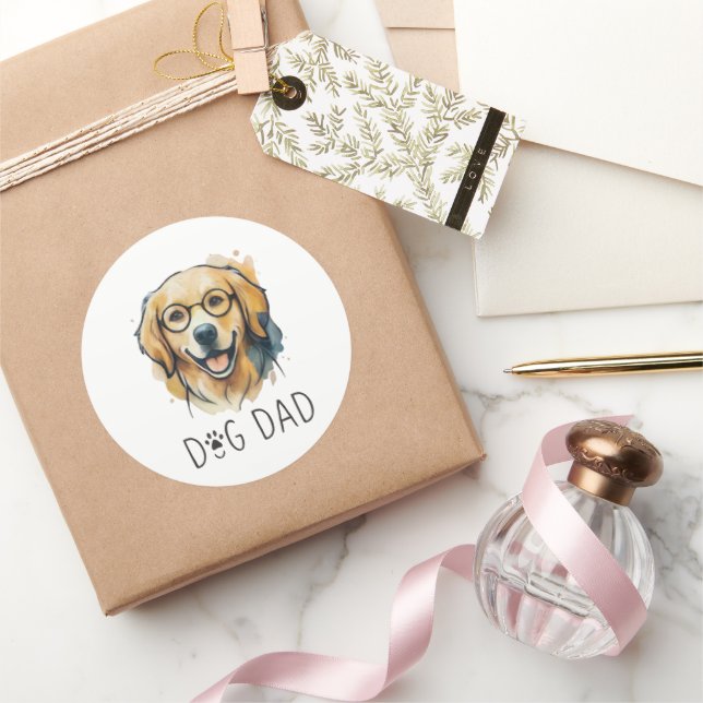 Watercolor Golden Retriever Dog Dad Sticker - Best (Gifting)