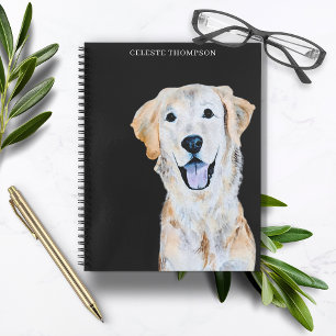 Watercolor Golden Retriever Dog Personalise Notebook