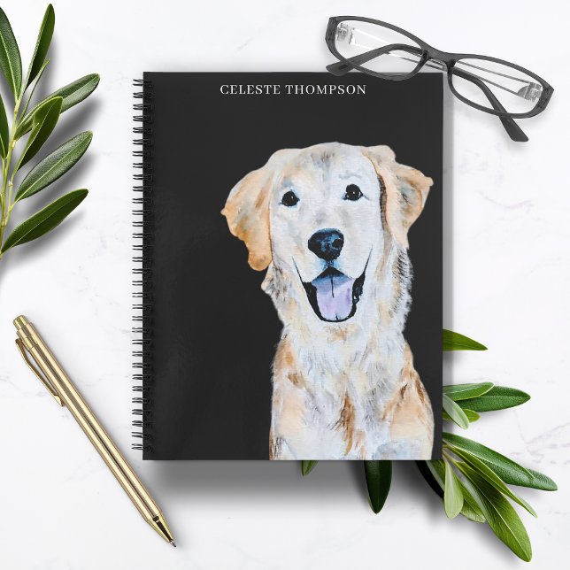 Watercolor Golden Retriever Dog Personalise Notebook (Creator Uploaded)