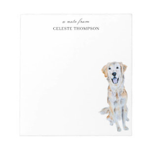 Watercolor Golden Retriever Dog Personalise Notepad