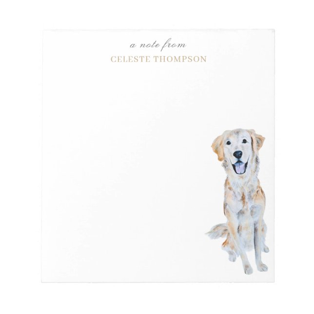 Watercolor Golden Retriever Dog Personalise Notepad (Front)