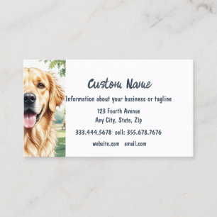 Watercolor Golden Retriever Dog Pet Animal art Business Card