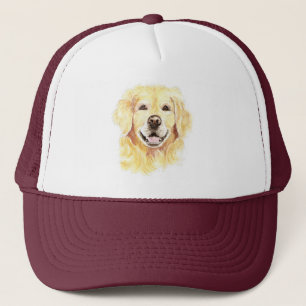 Watercolor Golden Retriever Dog Pet Animal Art Trucker Hat