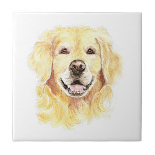Watercolor Golden Retriever Dog Pet Animal Ceramic Tile
