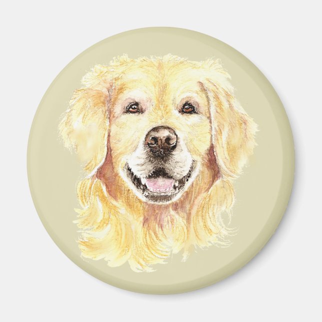 Watercolor Golden Retriever Dog Pet Animal Magnet (Front)
