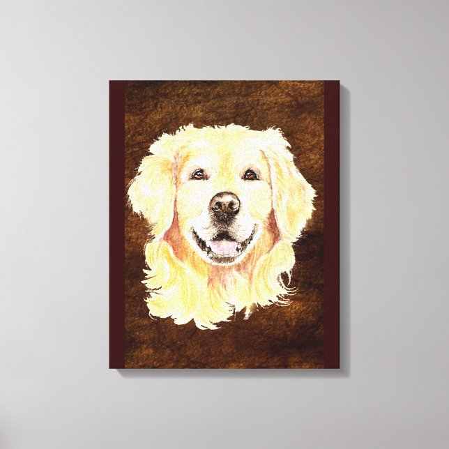 Watercolor Golden Retriever Dog Pet Art Canvas Print (Front)