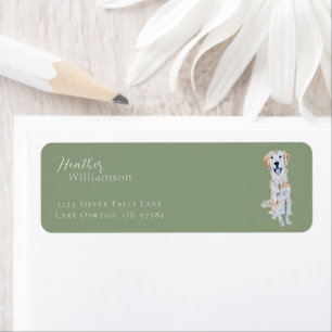 Watercolor Golden Retriever Dog Return Address