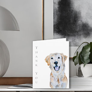 Watercolor Golden Retriever Dog Thank You Card