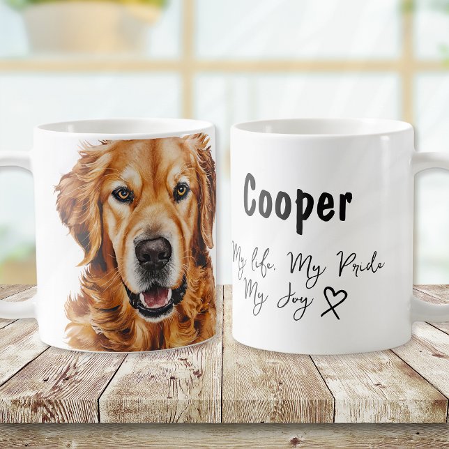 Watercolor Golden Retriever Dog's Name Coffee Mug (Creator Uploaded)