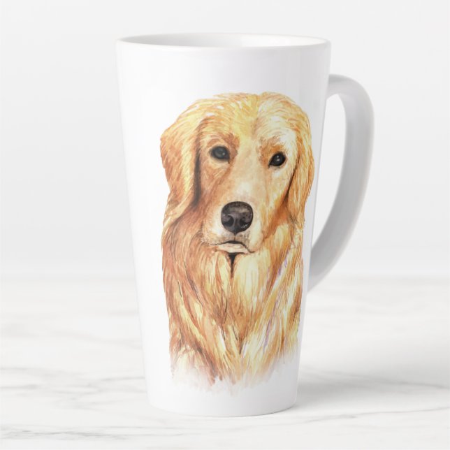 Watercolor Golden Retriever Latte Mug (Right Angle)